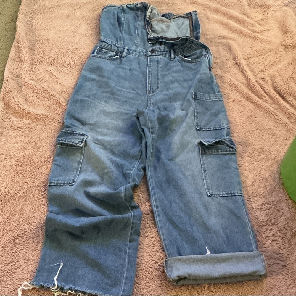 Wild Fable Denim Cargo Jumpsuit Sz. M
